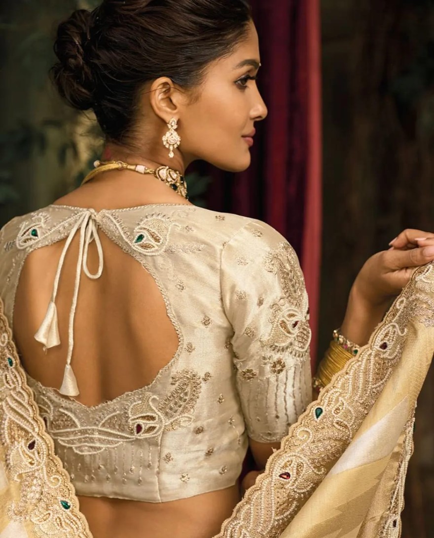 GOLDEN - Golden Handwork Pure Silk Designer Saree